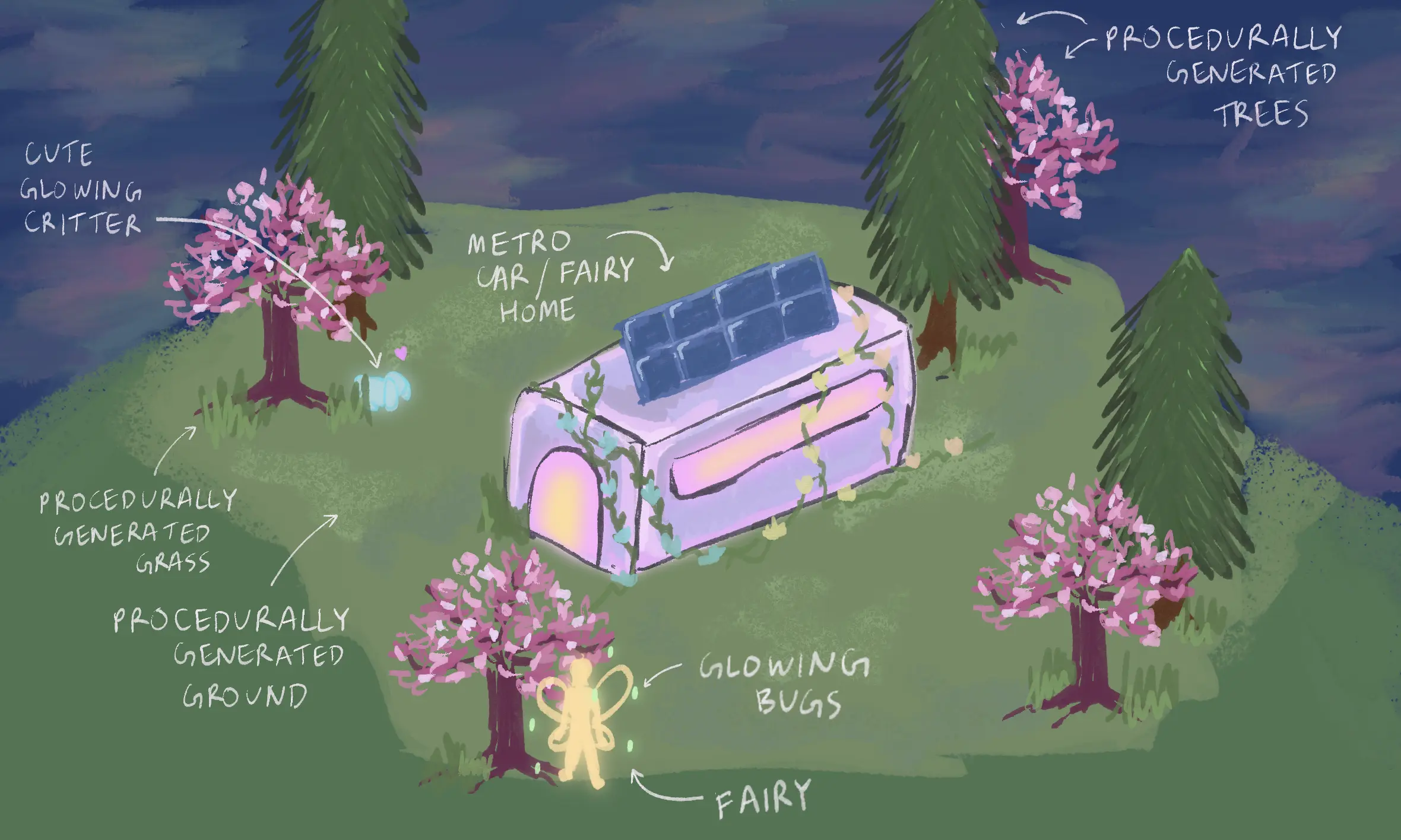 concept sketch for fairy forest glade